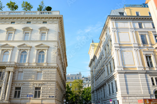 Fototapeta Naklejka Na Ścianę i Meble -  Vienna, Austria - July 25, 2019: Beautiful architecture in Old Town, Innere Stadt district