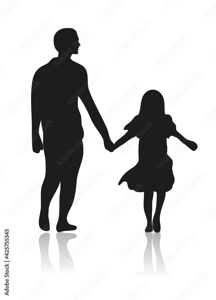 Vater mit seiner Tochter gemeinsam Hand in Hand