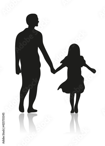 Vater mit seiner Tochter gemeinsam Hand in Hand