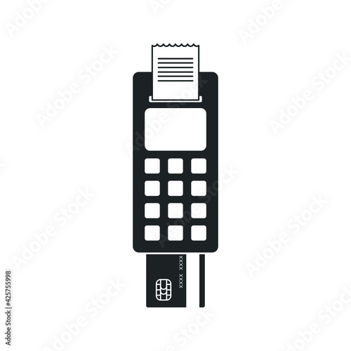 Credit card reader terminal icon in modern silhouette style design