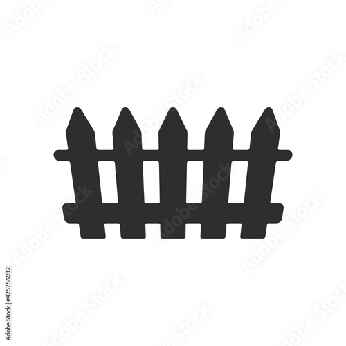 Fence icon flat. Grey symbol illustration isolated on white background