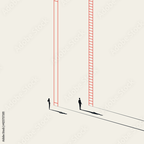 Business inequality vector concept. Symbol of gender gap, salary, unequal career opportunity. Minimal illustration.