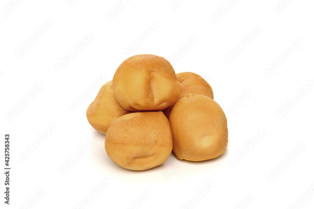 . Smoked Italian fragrant and tasty mozzarella on a white background. . Smoked Italian fragrant and tasty mozzarella on a white background.