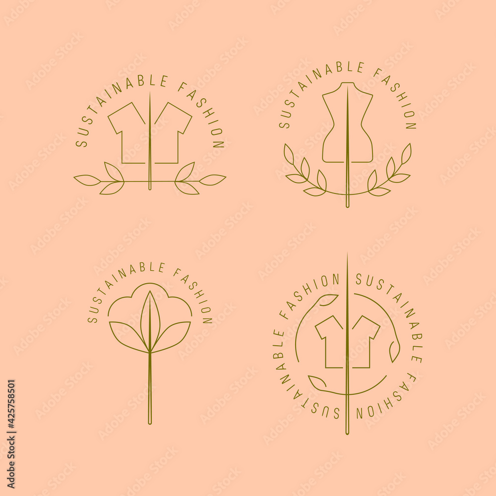 Sustainable fashion symbols. Vector logo design template. Recycle