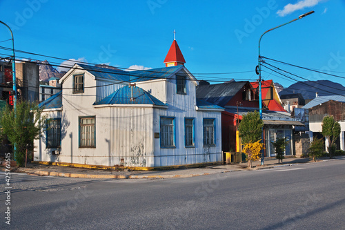 The vintage building in Ushuaia city on Tierra del Fuego, Argentina