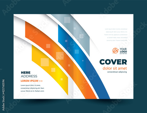 Brochure cover curves Stripes lines theme design template. Cmyk color profile
