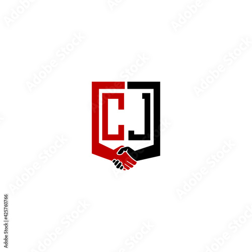 cj logo hand deal design vector icon photo