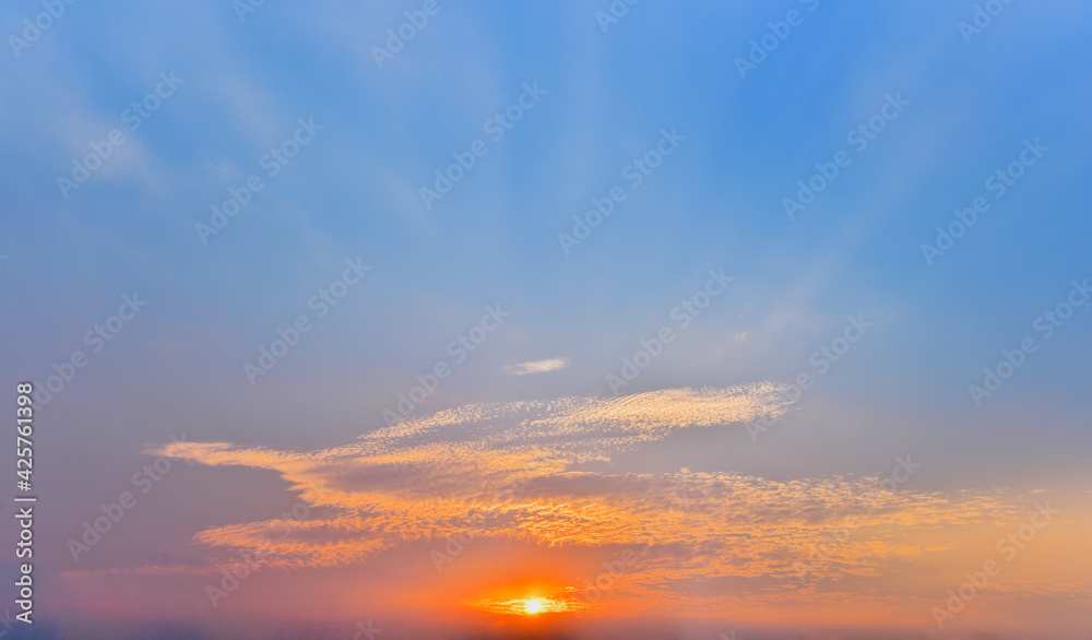 Panorama image Dramatic sunset and sunrise sky beautiful with copy space