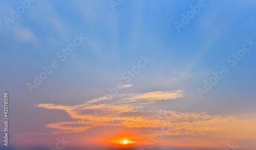 Panorama image Dramatic sunset and sunrise sky beautiful with copy space © TawanSaklay