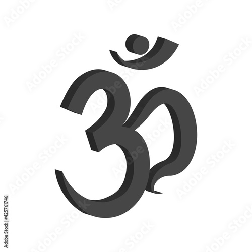 3d ancient Hindu mantra OM (AUM). Yoga symbol. Vector illustration.