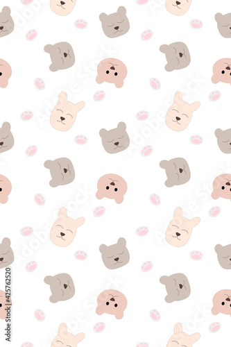 Bear seamless pattern. Delicate patterned lustration of a bear's head. Seamless pattern for wrapping paper
