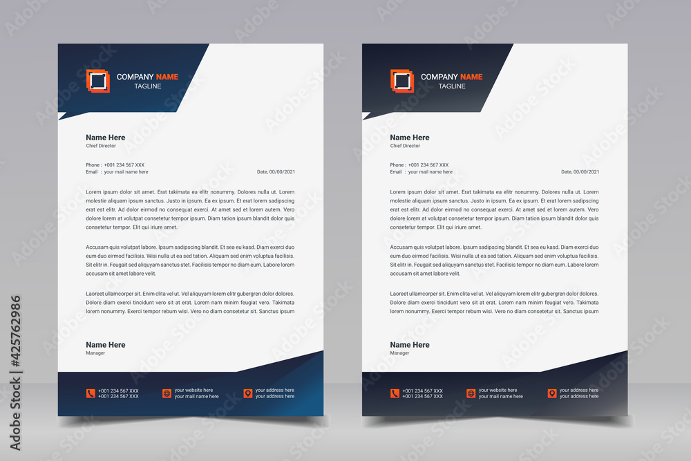 Obraz premium Letterhead design template. Creative, clean and elegant modern business professional letterhead template design. Illustration vector