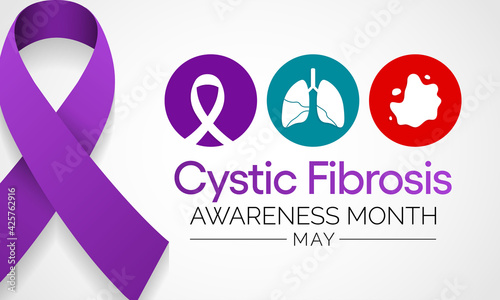 Cystic Fibrosis awareness month observed each year in May, it is a progressive, genetic disease that causes persistent lung infections and limits the ability to breathe over time. Vector illustration. photo