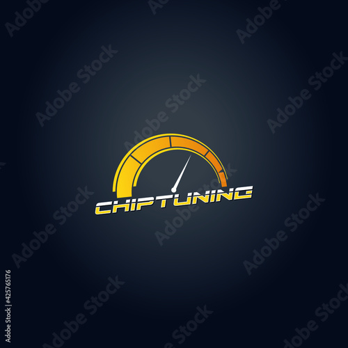 Yellow gradient car chip tuning vector logo design