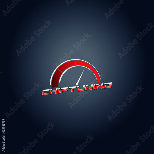 Red gradient car chip tuning vector logo design