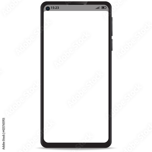 Mobile smartphone frameless with status bar on blank screen realistic icon for mockup ui design. Smartphone with status bar for mock up design.