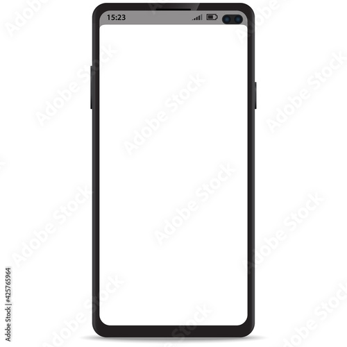 Mobile smartphone frameless with status bar on blank screen realistic icon for mockup ui design. For mock up ui design smartphone with status bar.
