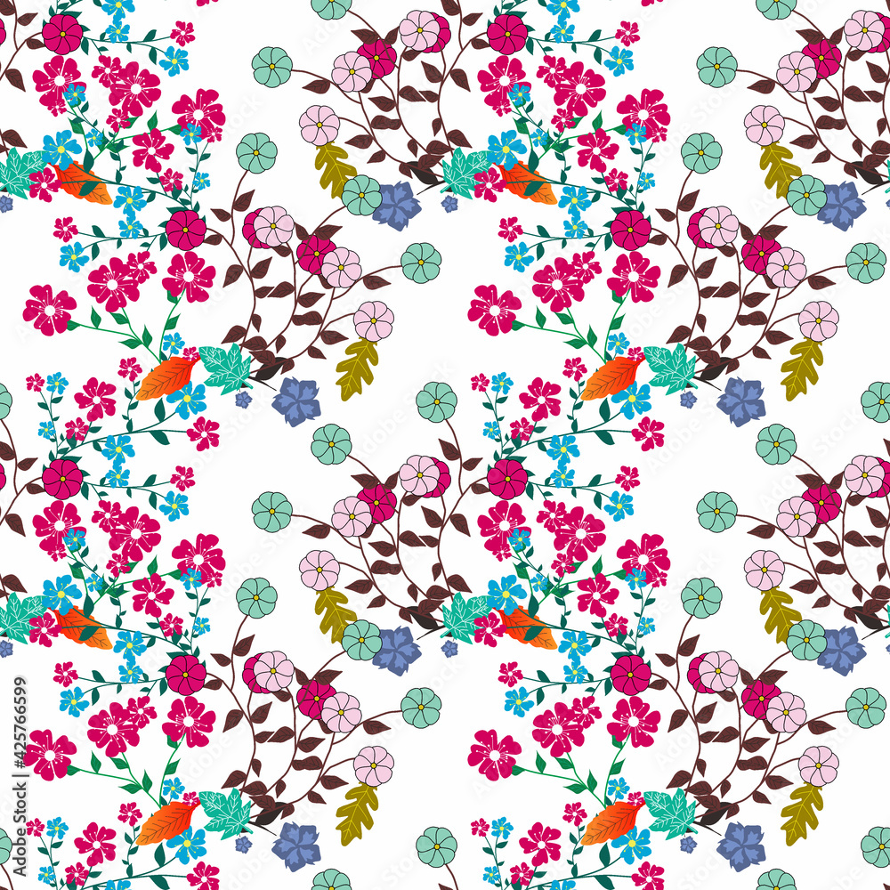 Seamless Pattern With Floral Motifs able to print for cloths, tablecloths, blanket, shirts, dresses, posters, papers.