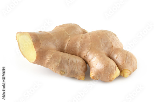 Fresh ginger root isolated on white background,clipping path,single.