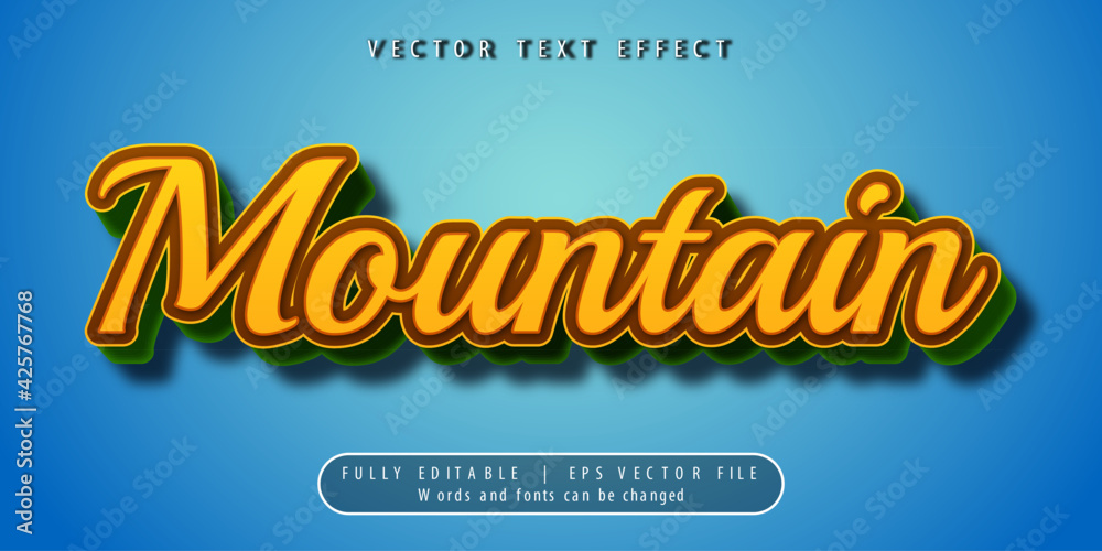 Text Effects 3D Mountain, Editable Text Style Text Effects 3D Mountain, Editable Text Style