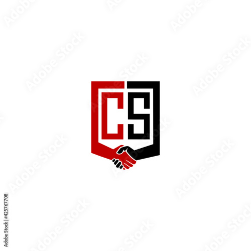cs logo hand deal design vector icon