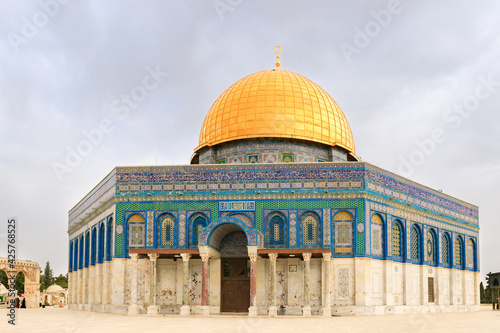 The Dome  of the Rock mosque on the Temple Mount in the Old Town of Jerusalem in Israel