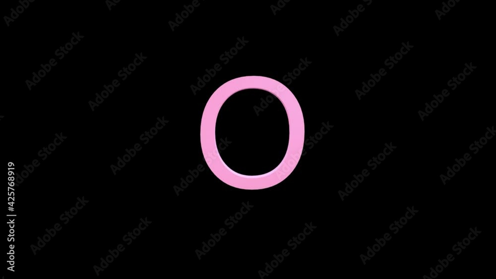 3d letter pink color on a black background with alpha channel. 3d animation with effect it appearance and rotation of the letter O. 3d rendering of an isolated letter O, alphabet. Full Hd quality. 3d letter pink color on a black background with alpha channel. 3d animation with effect it appearance and rotation of the letter O. 3d rendering of an isolated letter O, alphabet. Full Hd quality.