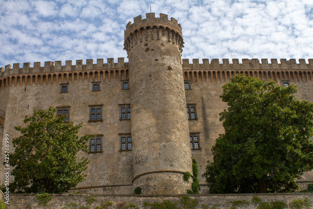 Picture of Cylindrical fortification of Orsini Odescalchi Castle in Bracciano,a particularly well-preserved medieval castle.Popular tourists come to visit