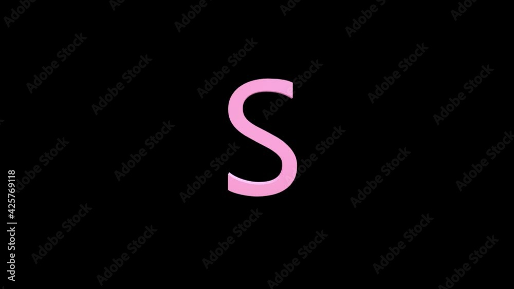 3d letter pink color on a black background with alpha channel. 3d animation with effect it appearance and rotation of the letter S. 3d rendering of an isolated letter S, alphabet. Full Hd quality. 3d letter pink color on a black background with alpha channel. 3d animation with effect it appearance and rotation of the letter S. 3d rendering of an isolated letter S, alphabet. Full Hd quality.