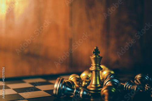 Chess board game to represent the business strategy with competition in the world market. and find out the best solution to meet target objective and goal. Sign and symbol of challenging as concept.