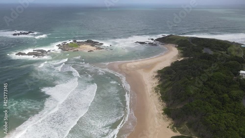 Aerial View Of Sawtell Beach, Ocean, And Bonville Headland - Sawtell Near Coffs Harbour In New South Wales, Australia. photo