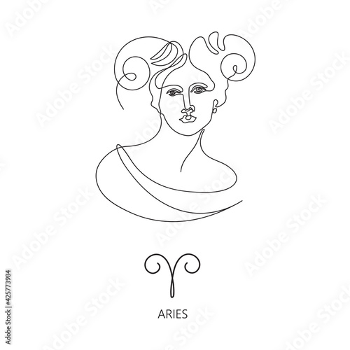 Aries zodiac sign. The symbol of the astrological horoscope.