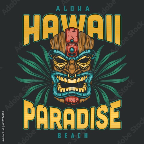 Hawaii surfing colorful badge