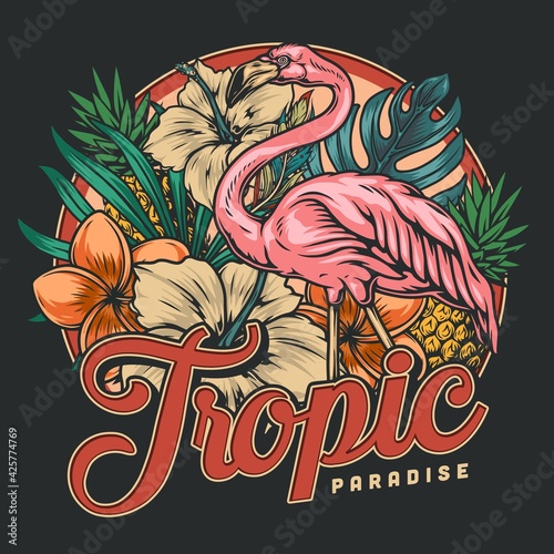 Tropical vintage colorful print