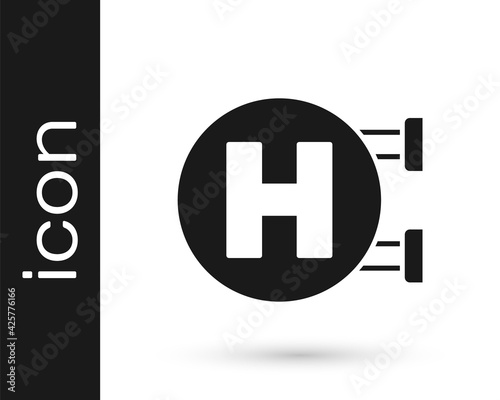 Black Hospital signboard icon isolated on white background. Vector
