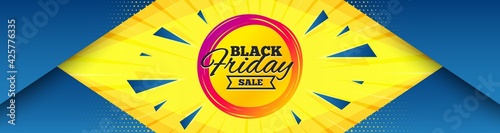 Black friday sale sticker. Abstract background with offer message. Discount banner shape. Coupon tag icon. Best advertising coupon banner. Black friday badge shape. Abstract yellow background. Vector