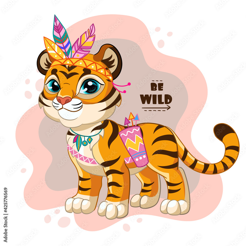 Vector illustration cartoon character standing tiger vector illustration Vector illustration cartoon character standing tiger vector illustration