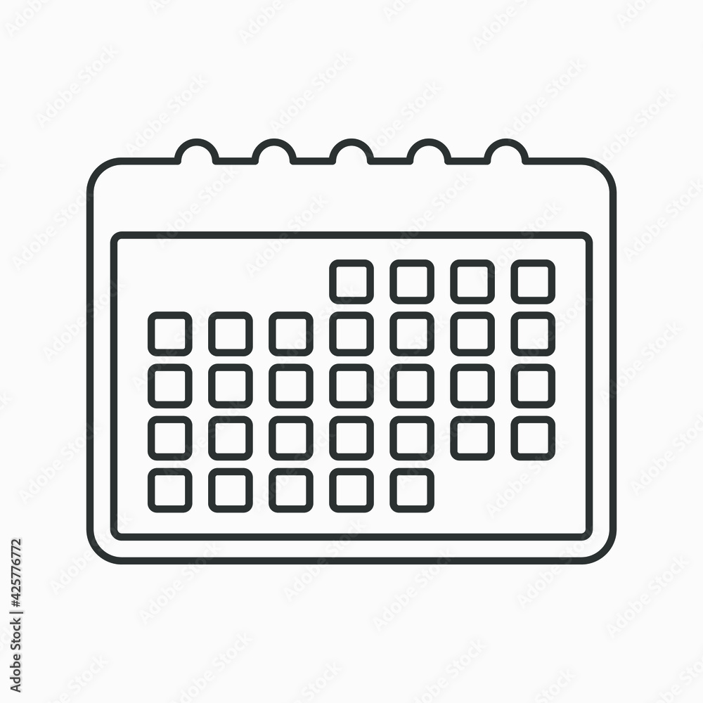 Calendar vector outline icon isolated on white background. Planner symbol Calendar vector outline icon isolated on white background. Planner symbol