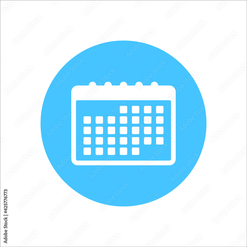 Calendar vector icon in circle isolated on white background. Planner symbol. Modern calendar button. Calendar vector icon in circle isolated on white background. Planner symbol. Modern calendar button.