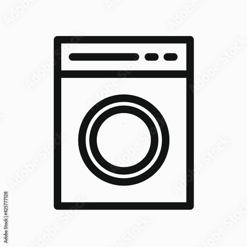 Washing machine line icon on white background. Vector outline symbol of washing machine.