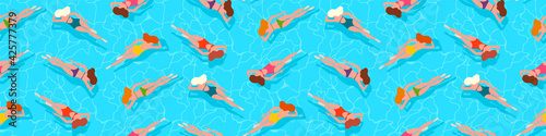 People swimming in water, swimming pool, sea, ocean summer vacation background