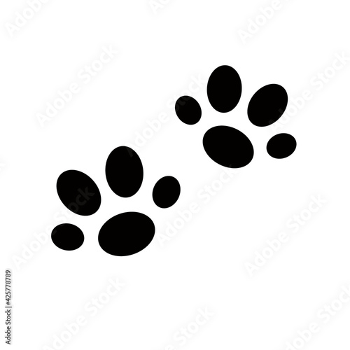 Simple cat paw prints vector illustration  domestic pet cute traces  black shape