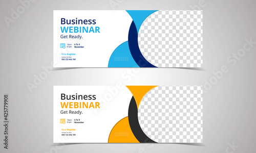 Happiness webinar banner template. webinar invites style web Banner templates. Header Banner Live Business webinar promotion and Online Education other online Event seminars poster, trendy color use .