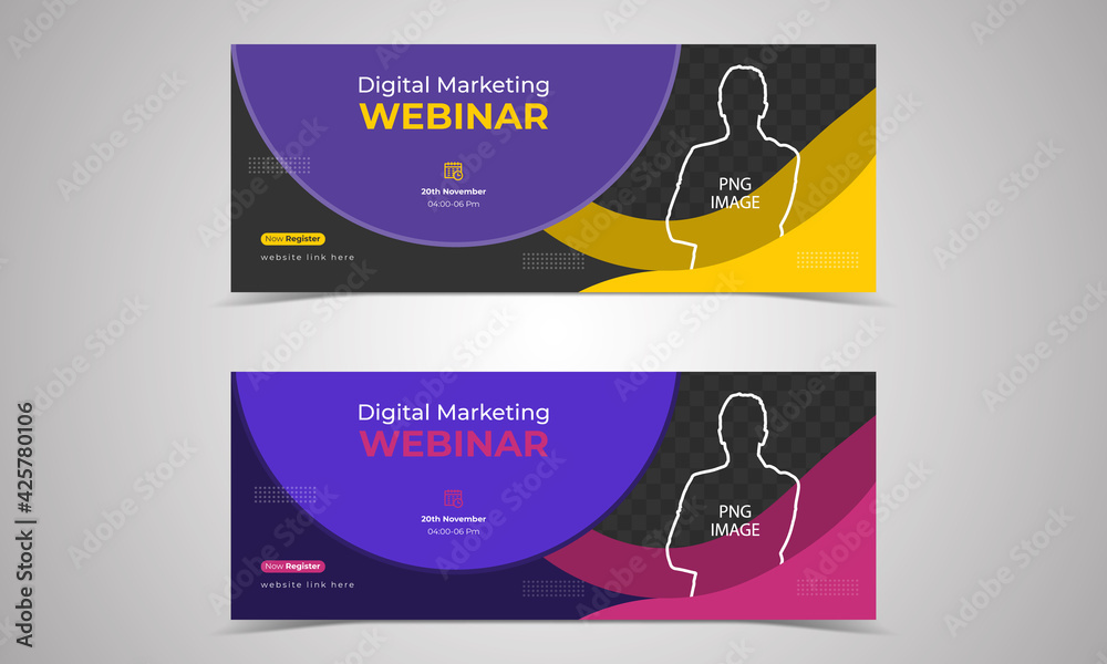 web banner for digital marketing webinar template and Vector, webinar invites style web Banner templates. Header Banner Live Business conference and Online other online Event design. web banner for digital marketing webinar template and Vector, webinar invites style web Banner templates. Header Banner Live Business conference and Online other online Event design.