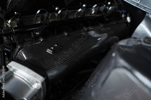 Race car's engine details