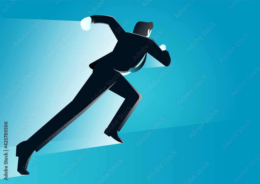 vector illustration of a businessman running fast. business concept illustration