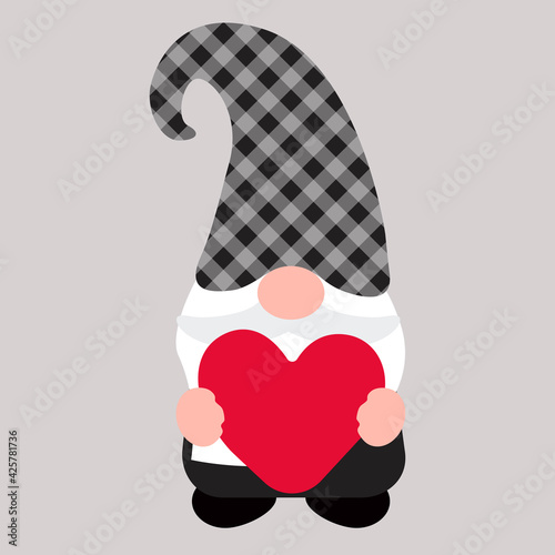 Cute gnome with heart, vector illustration