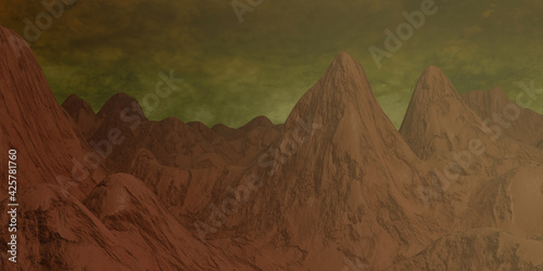 Mars landscape, science fiction illustration.
