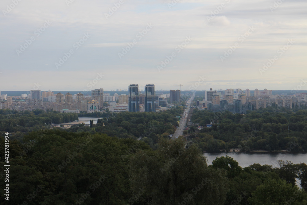 View from Holodomor Genocide Museum to Dnieper river and  Kiev, Ukraine