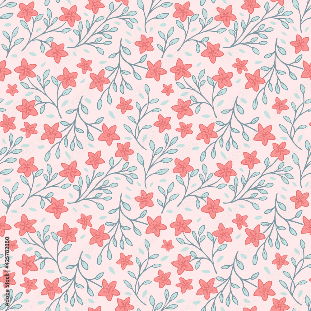 Small red flowers seamless pattern floral background Small red flowers seamless pattern floral background